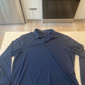 adidas Dark Blue Men's Long Sleeve Polo Shirt